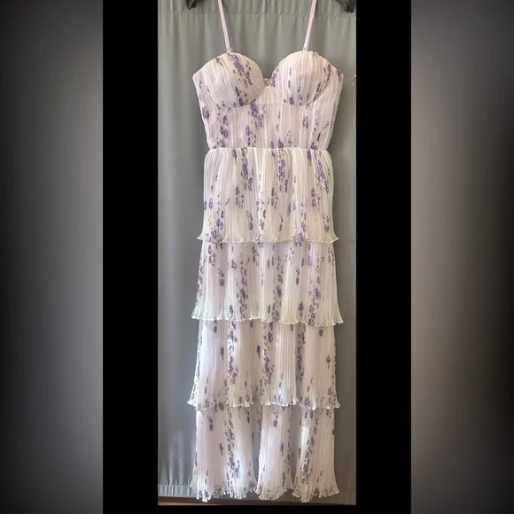 Dress the Population Lavender Floral Strapless Maxi Dress - Picture 6 of 11